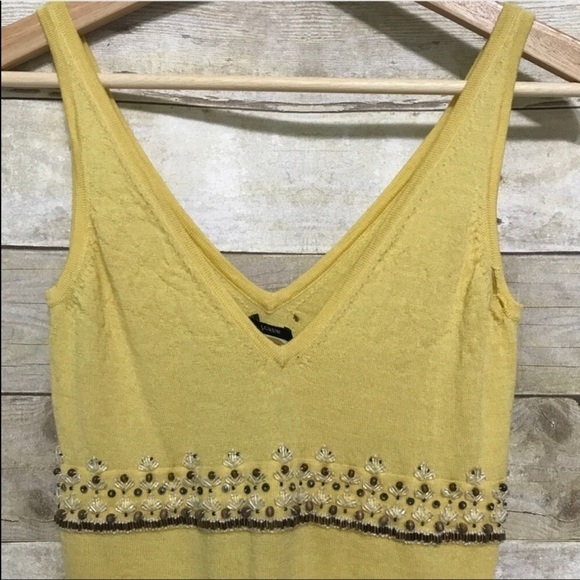 Vintage J. Crew beaded double v-neck sleeveless wool sweater XS - Picture 3 of 8